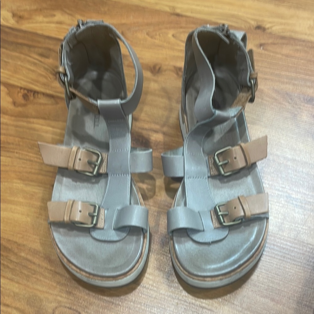 Taupe and tan Strappy Sandals